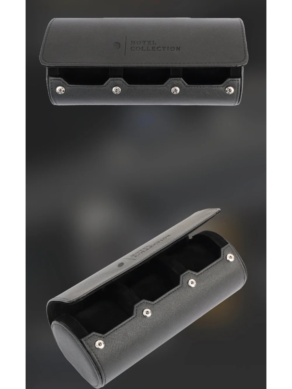 Hotel Collection Travel Watch Case #1 - Black PU Leather, Holds 3 Watches